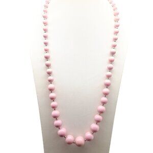 Vintage Pink Pastel Pearl Silver Spacer Statement Necklace Graduated Strand